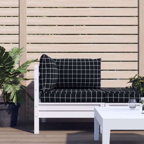 Coussins de palette 3 pcs，Coussin d’Assise，Dossier motif à carreaux noir tissu Oxford VDVM373645
