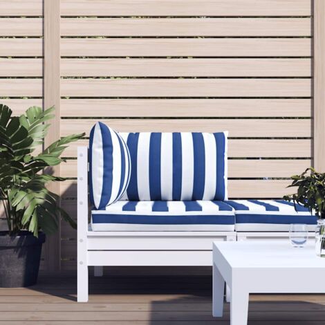 Coussins de palette 3 pcs，Coussin d’Assise，Dossier rayures bleues/blanches tissu oxford VDVM306510