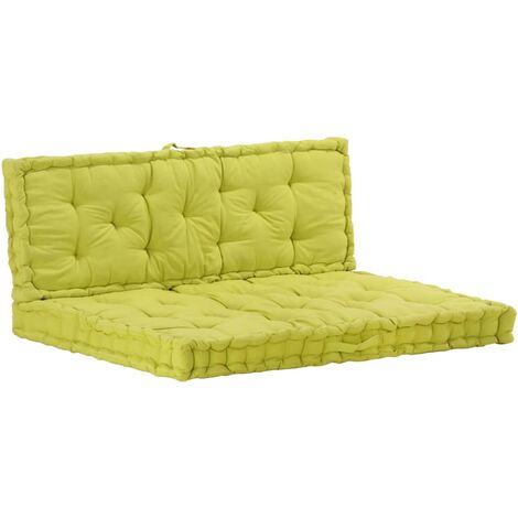 Coussins de palette canapé de sol dossier assise en coton vert - vert