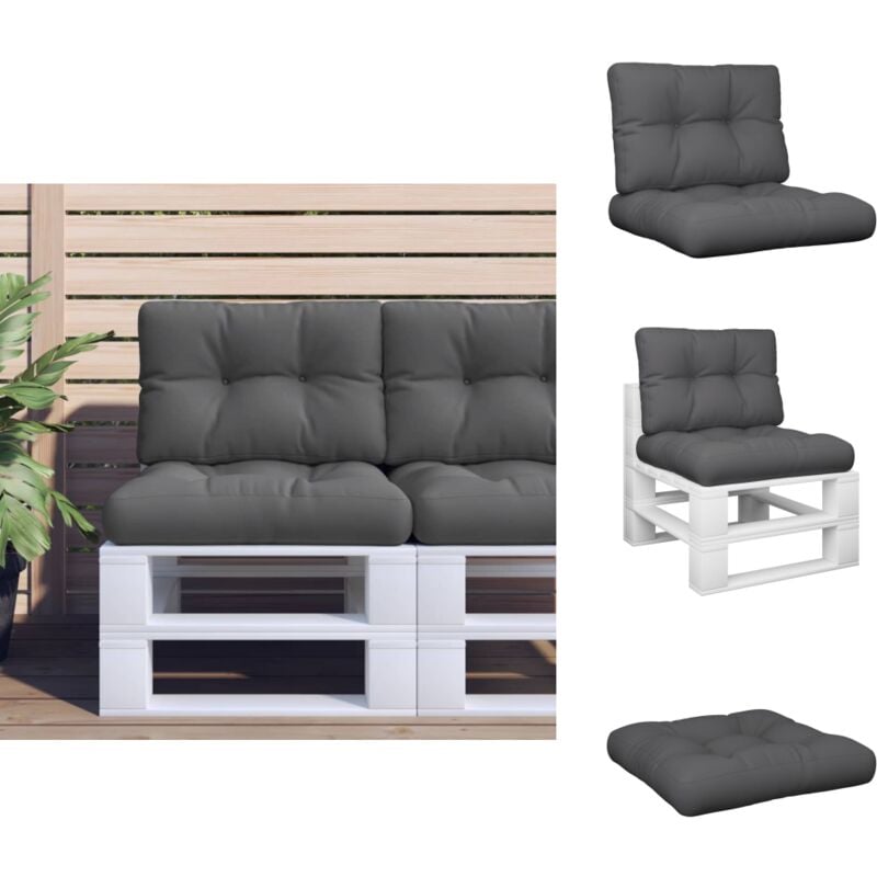 Coussins de palette lot de 2 anthracite tissu - Coussins Exterieurs - Coussins De Terrasse - Coussins Jardin - Cushions Décoratifs - Mobilier De