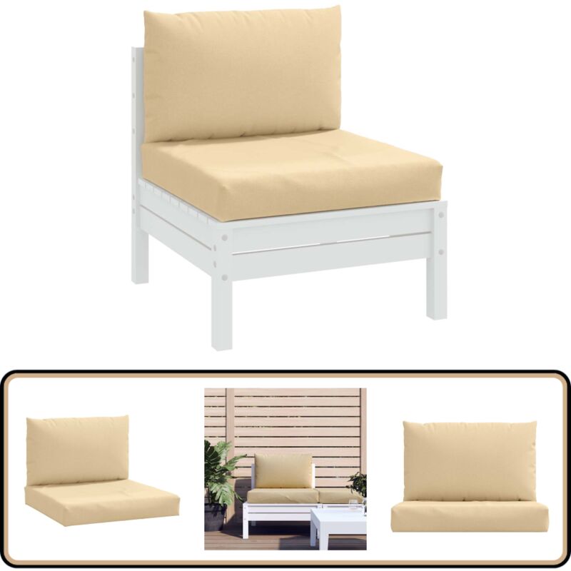 Coussins de palette lot de 2 beige mélangé tissu - Coussins De Terrasse - Coussins Exterieurs - Coussins Jardin - Coussin Chaise Longue - Coussin