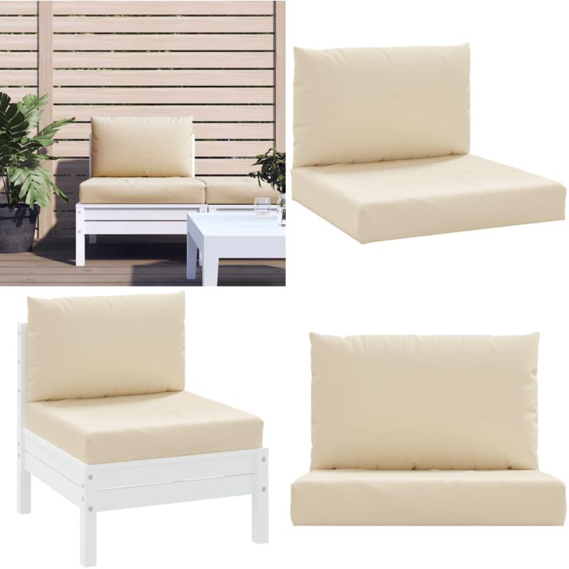 Coussins de palette lot de 2 beige tissu oxford - Coussin Exterieur - Coussin Patio - Coussin Confortable - Coussin Design - Coussin Beige - Home &