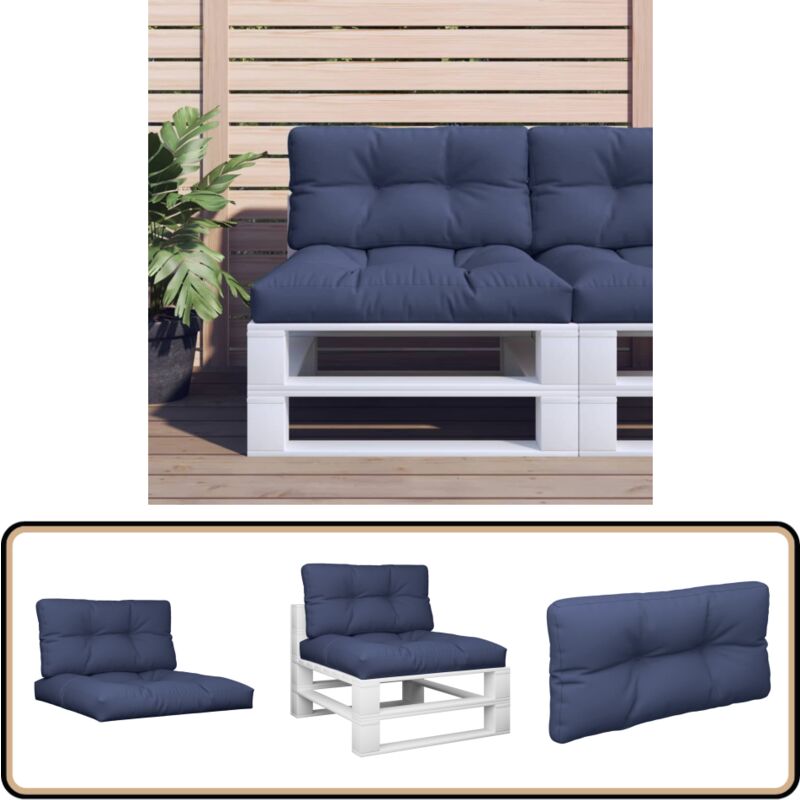 Vidaxl - Coussins de palette lot de 2 bleu marine tissu - Coussin Exterieur - Coussin Patio - Coussin Confortable - Coussin Design - Coussin Bleu