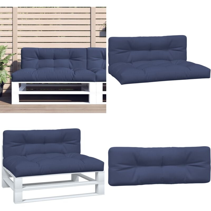 Coussins de palette lot de 2 bleu marine tissu - Coussin Exterieur - Coussin Patio - Coussin Confortable - Coussin Design - Housse De Coussin - Home