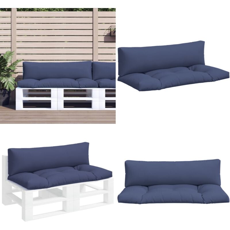 Coussins de palette lot de 2 bleu marine tissu oxford - Coussins Exterieurs - Coussins Jardin - Coussins Patio - Cushions Confortable - Mobilier De