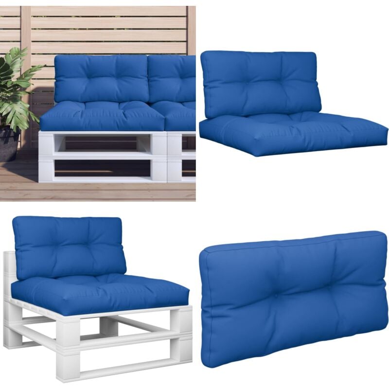 Coussins de palette lot de 2 bleu royal tissu - Coussins De Terrasse - Coussins Exterieur - Coussin Confortable - Coussin Design - Cushions Bleus