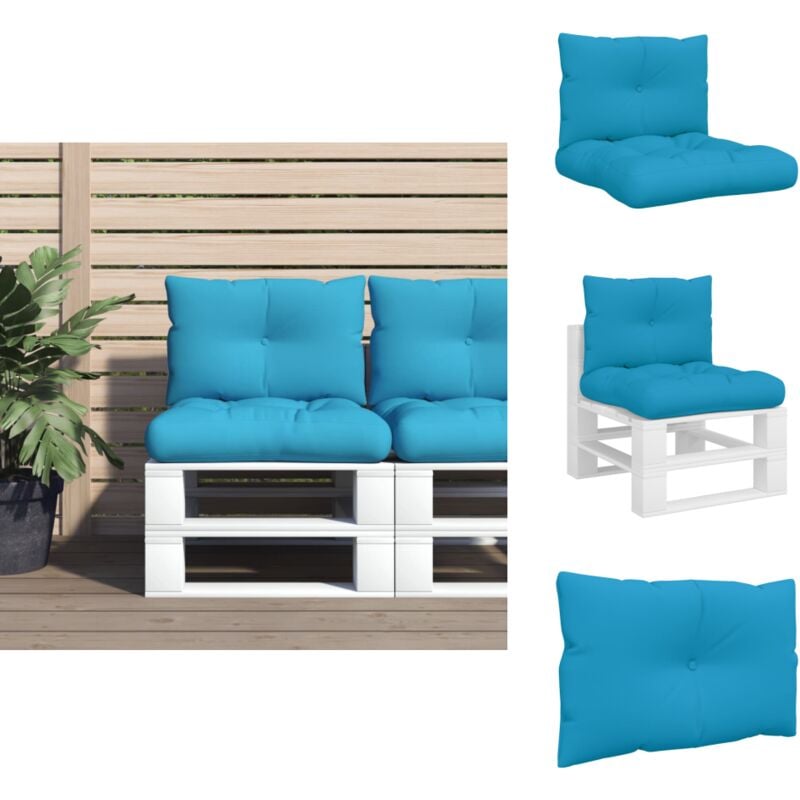 Coussins de palette lot de 2 bleu tissu - Coussin De Palette - Coussins De Palette - Coussin - Coussin Extérieur