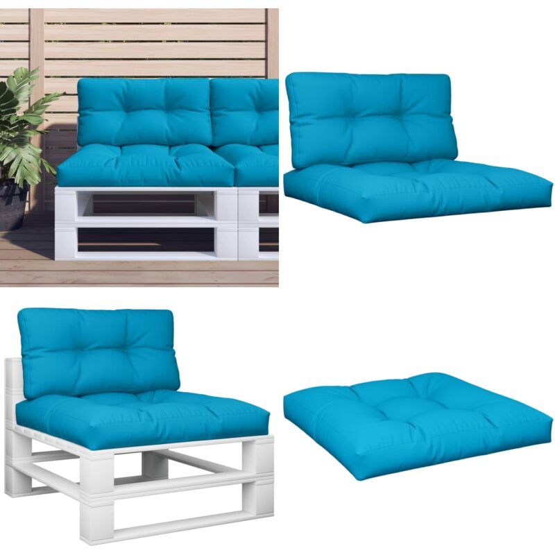Coussins de palette lot de 2 bleu tissu - Coussins Exterieurs - Coussins De Terrasse - Coussins Jardin - Cushions Bleus - Coussins Design - Home &