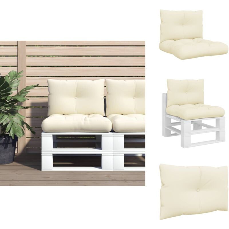 Vidaxl - Coussins de palette lot de 2 crème tissu - Coussin De Palette - Coussins De Palette - Coussin - Coussin Extérieur