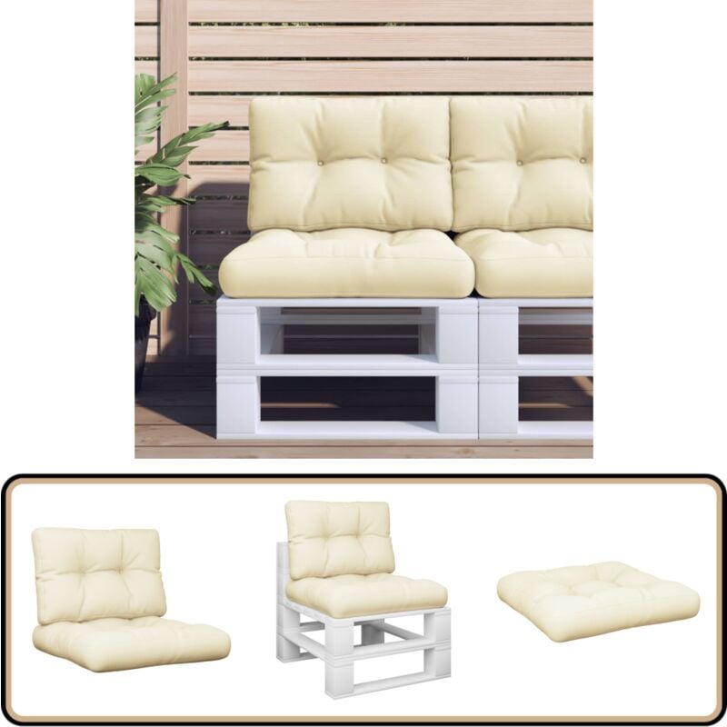 Vidaxl - Coussins de palette lot de 2 crème tissu - Coussins Exterieurs - Coussins De Terrasse - Coussin Décoratif - Coussin Confortable - Coussin