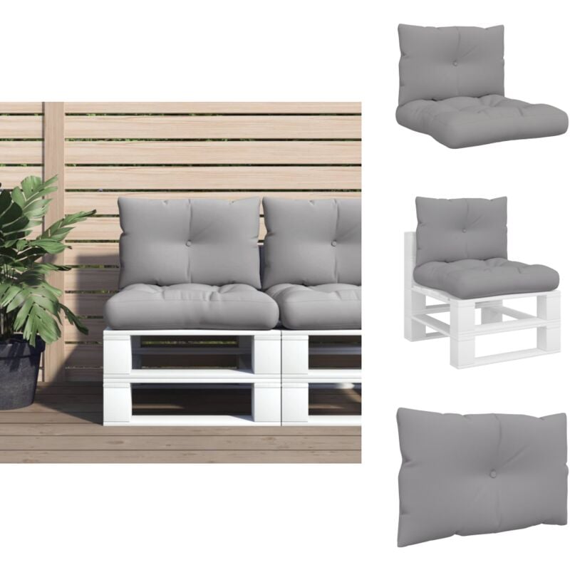 Coussins de palette lot de 2 gris tissu - Coussin De Palette - Coussins De Palette - Coussin - Coussin Extérieur