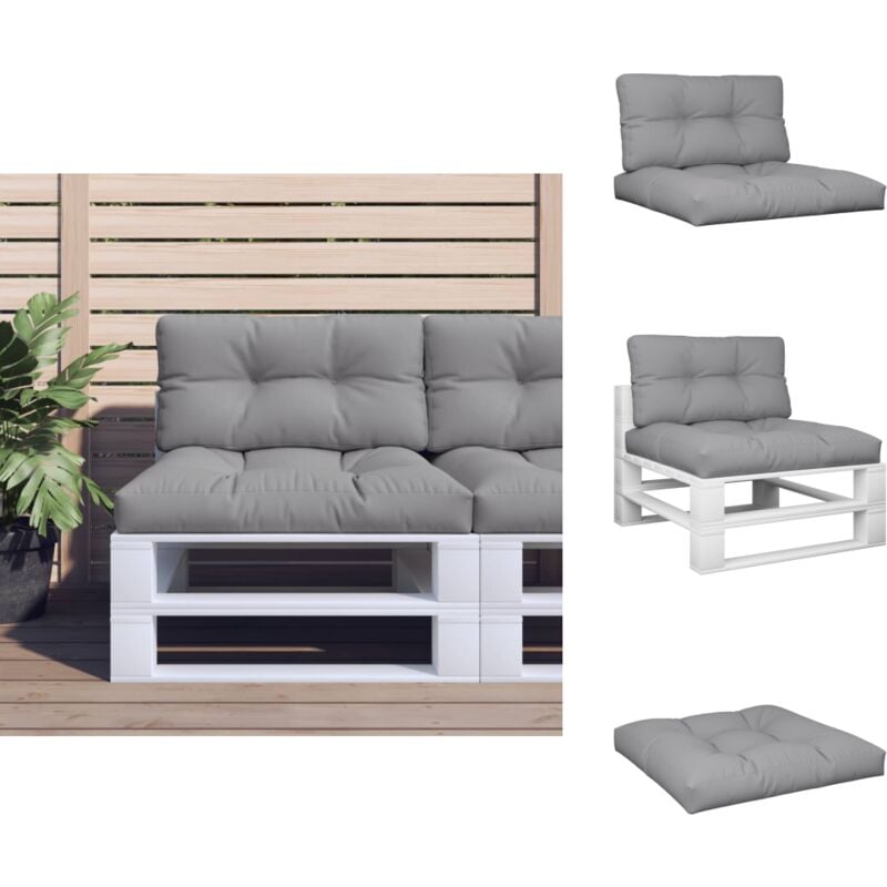 Coussins de palette lot de 2 gris tissu - Coussins De Terrasse - Coussins Exterieurs - Coussins Jardin - Coussin Confortable - Coussin Design