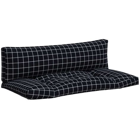 Coussins de palette lot de 2 motif à carreaux noir tissu Oxford