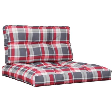 Coussins de palette lot de 2 motif à carreaux rouge tissu