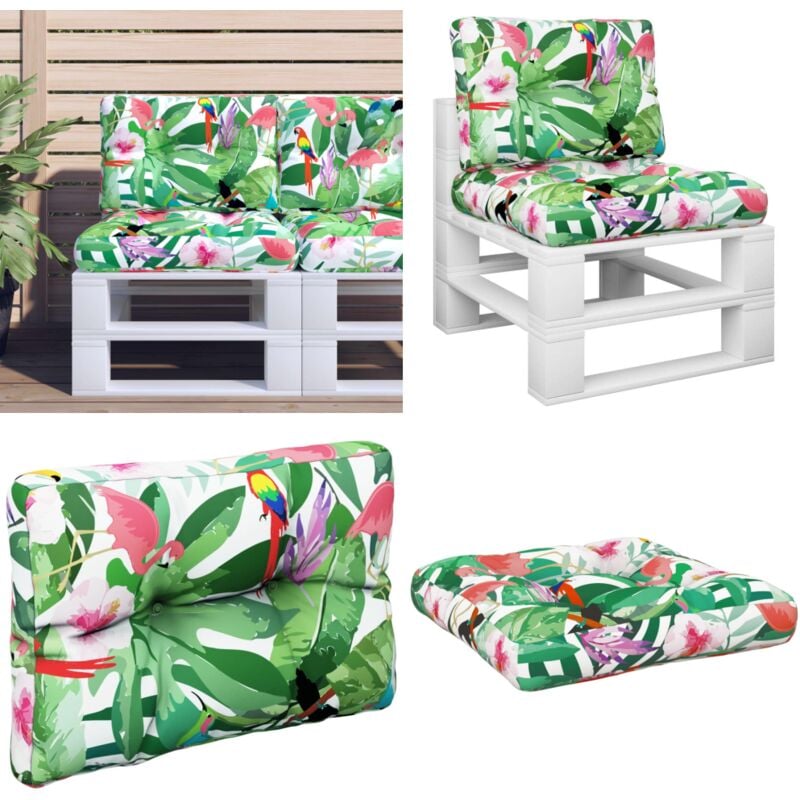 Coussins de palette lot de 2 multicolore tissu - Coussins Exterieurs - Coussins Patio - Coussins Jardin - Cushions Décoratifs - Housses De Chaise