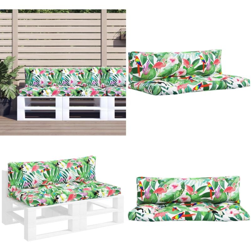 Coussins de palette lot de 2 multicolore tissu Oxford - Coussins Exterieurs - Coussins Patio - Coussins Jardin - Cushions Décoratifs - Oreillers