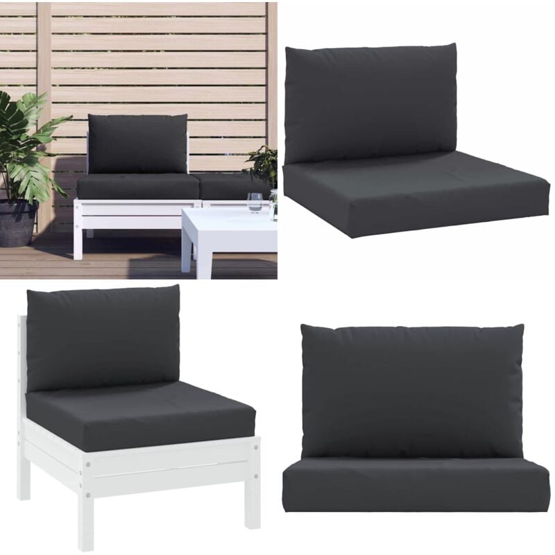 Coussins de palette lot de 2 noir tissu oxford - Coussins Exterieurs - Coussins De Jardin - Cushions Patio - Mobilier De Jardin - Decoration