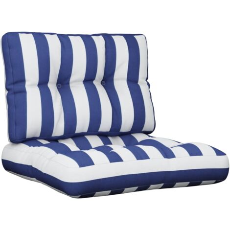 Coussins de palette lot de 2 rayures bleues/blanches tissu