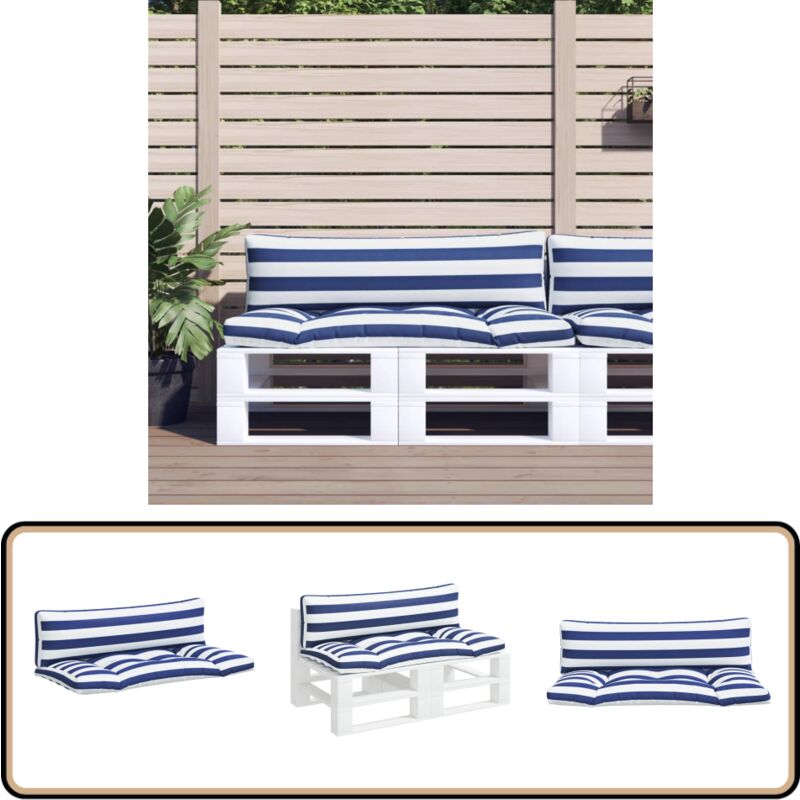 Coussins de palette lot de 2 rayures bleues/blanches - Coussins De Patio - Coussins Exterieurs - Coussins Décoratifs - Coussins Design - Coussins