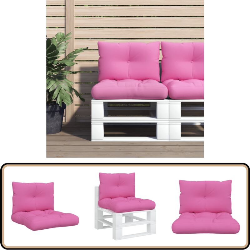 Coussins de palette lot de 2 rose tissu Oxford - Coussins De Chaise - Coussins De Canapé - Coussins Exterieurs - Coussins Décoratifs - Tissus Oxford