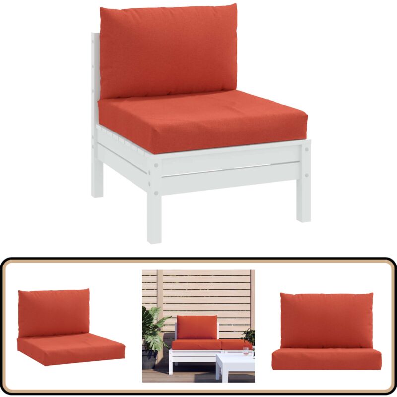 Coussins de palette lot de 2 rouge mélangé tissu - Coussin De Terrasse - Coussin Exterieur - Coussin Chaise Longue - Coussin Décoratif - Coussin