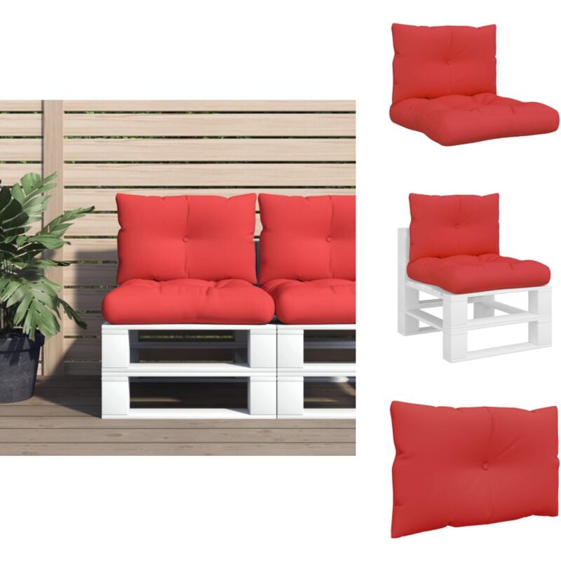 Vidaxl - Coussins de palette lot de 2 rouge tissu - Coussin De Palette - Coussins De Palette - Coussin - Coussin Extérieur