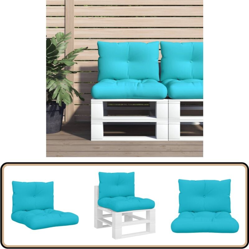 Coussins de palette lot de 2 turquoise tissu Oxford - Coussins De Patio - Coussins Exterieurs - Coussins Jardin - Cushions Décoratifs - Coussins
