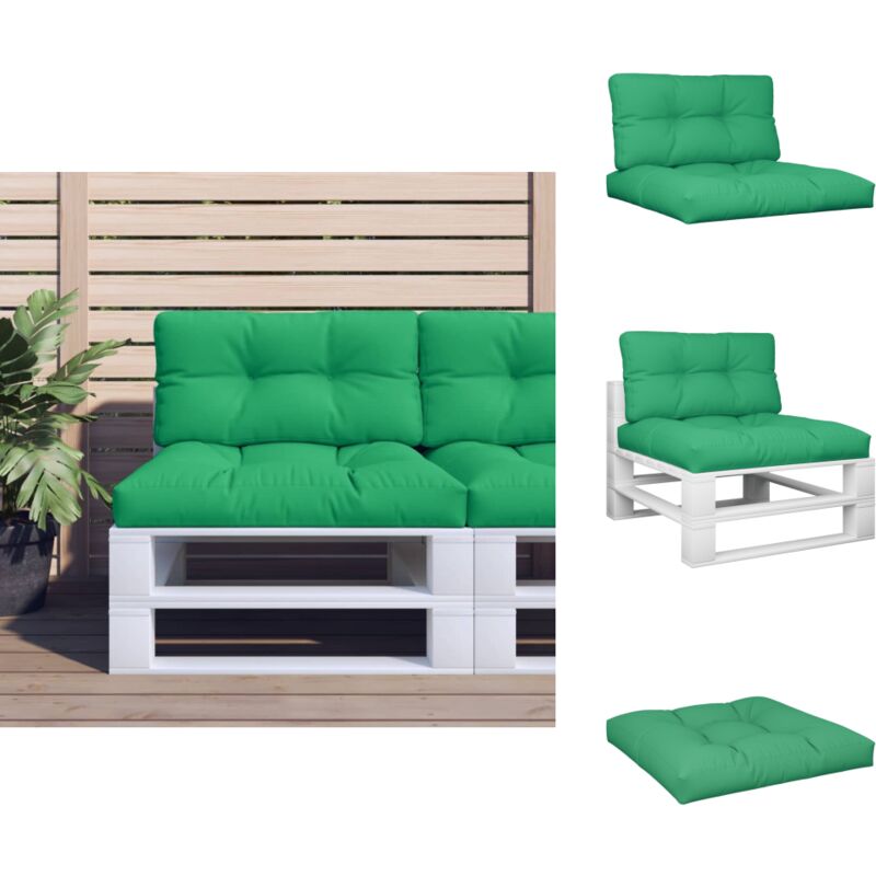 Coussins de palette lot de 2 vert tissu - Coussins Exterieurs - Coussins Jardin - Coussins Terrasse - Cushions Décoratifs - Mobilier De Jardin