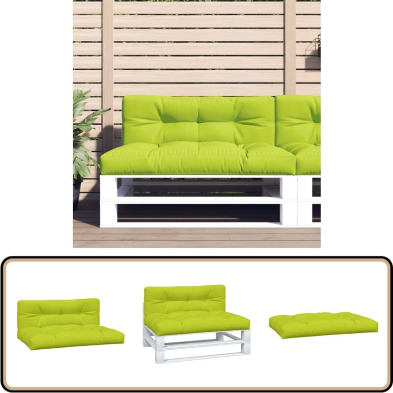 Vidaxl - Coussins de palette lot de 2 vert vif tissu - Coussins De Terrasse - Coussins Exterieurs - Coussins Jardin - Coussin Confortable - Coussin