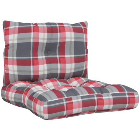 Coussins de palette lot de 2，Coussins d'extérieur motif à carreaux rouge tissu CFW667876