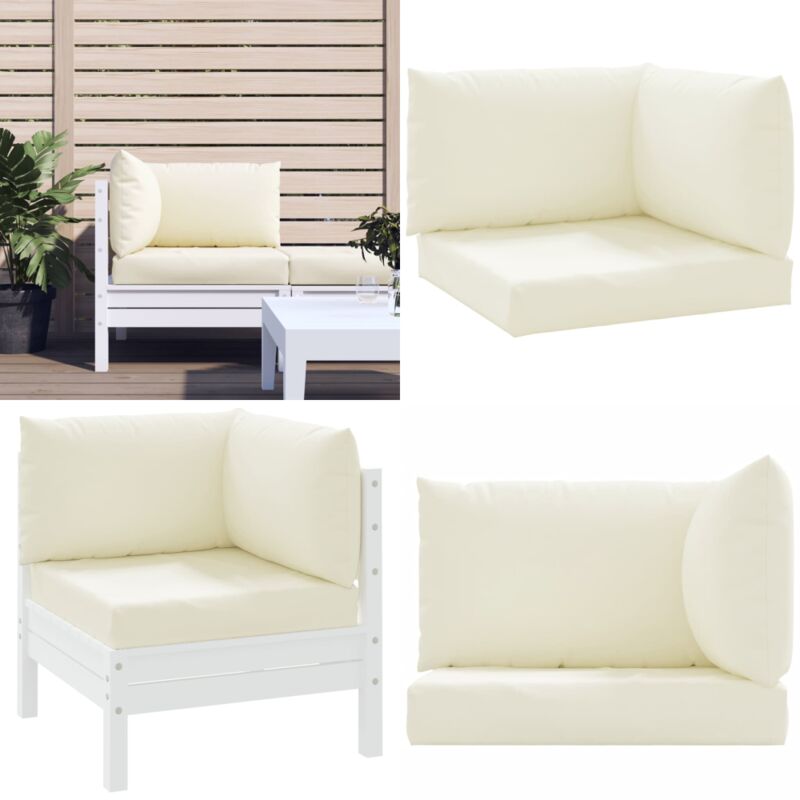 Coussins de palette lot de 3 blanc crème tissu oxford - Coussins De Patio - Coussins Exterieurs - Coussins Décoratifs - Coussins Confortable - Tissus