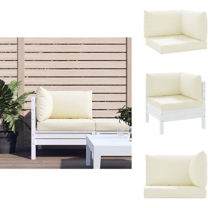 Coussins de palette lot de 3 blanc crème tissu oxford - Coussins De Patio - Coussins Exterieurs - Coussins Décoratifs - Cushions Confortable - Set De