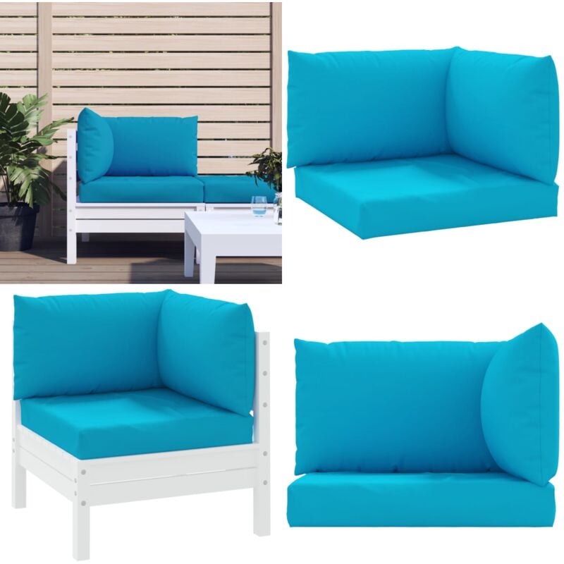 Coussins de palette lot de 3 bleu clair tissu oxford - Coussins De Patio - Coussins Exterieurs - Cushions Décoratifs - Coussins Confortable