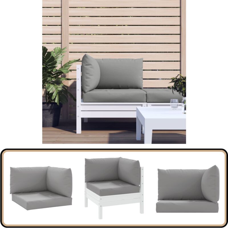 Coussins de palette lot de 3 gris tissu oxford - Coussins De Patio - Coussins Exterieurs - Coussins Décoratifs - Cushions Confortable - Mobilier De