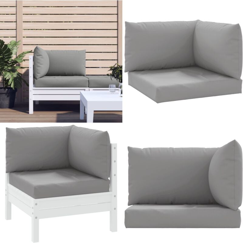 Coussins de palette lot de 3 gris tissu oxford - Coussins De Patio - Coussins Exterieurs - Coussins Décoratifs - Cushions Confortable - Mobilier De