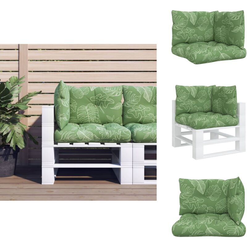 Coussins de palette lot de 3 motif de feuilles tissu Oxford - Coussins De Patio - Coussins D'extérieur - Coussins Décoratifs - Coussins Résistants à