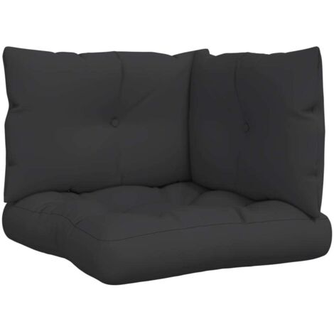 Coussins de palette lot de 3 noir tissu