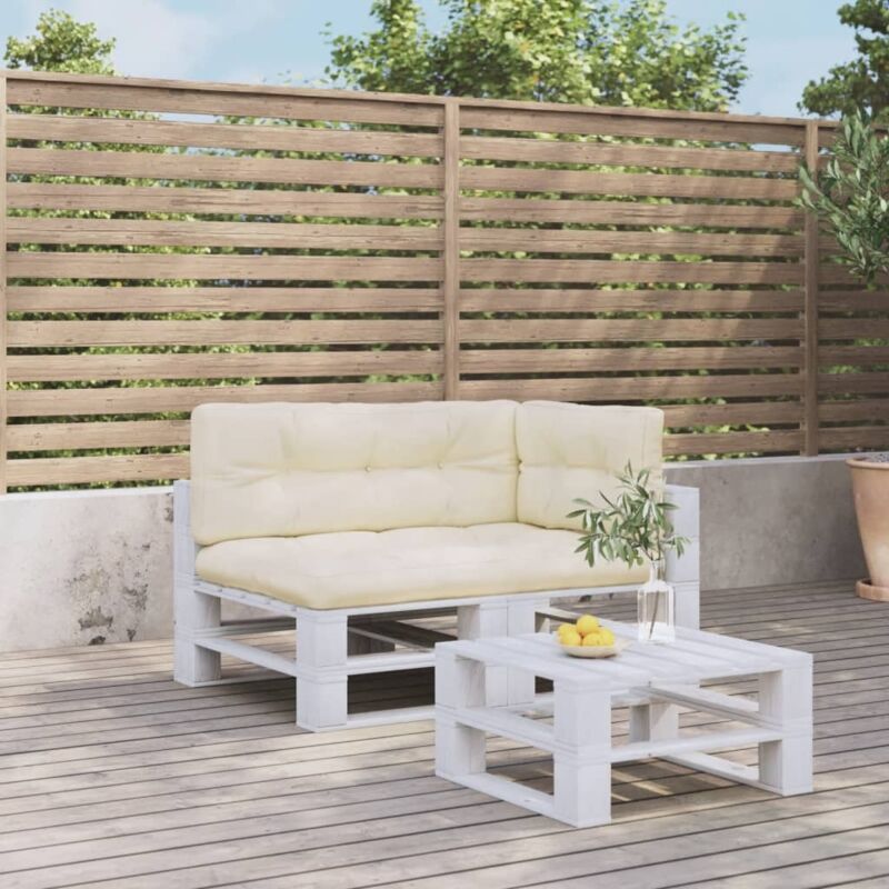 Vidaxl - Coussins de palette lot de 3 crème tissu