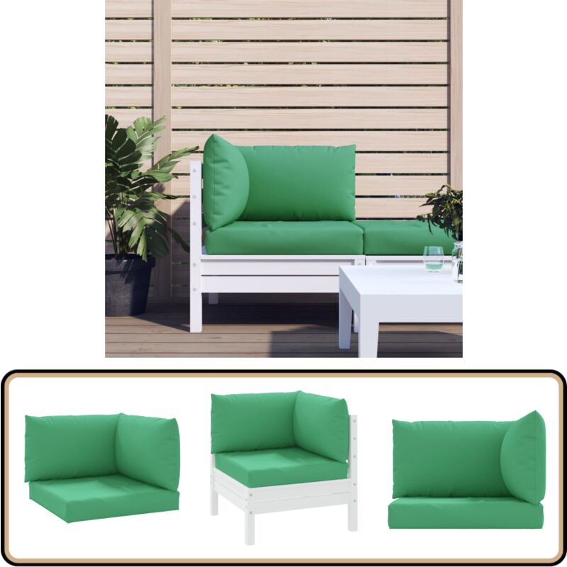 Coussins de palette lot de 3 vert tissu oxford - Coussins Exterieurs - Coussins De Jardin - Coussins Patio - Cushions Décoratifs - Mobilier De Jardin