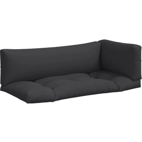 Coussins de palette lot de 3，Coussins d'extérieur noir tissu CFW548132