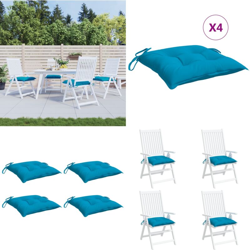Coussins de palette lot de 4 bleu clair 50x50x7 cm tissu oxford - Coussin Exterieur - Coussin Patio - Coussin Jardin - Coussin Chaise Longue