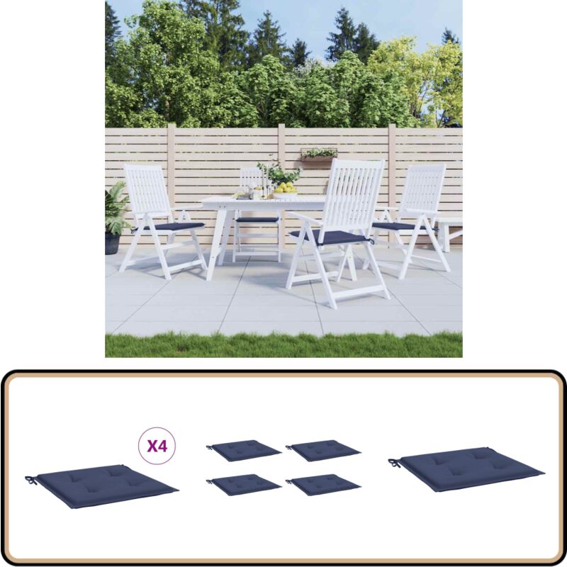 Coussins de palette lot de 4 bleu marine 50x50x3cm tissu oxford - Coussin De Terrasse - Coussin D'extérieur - Coussin Confortable - Coussin Décoratif