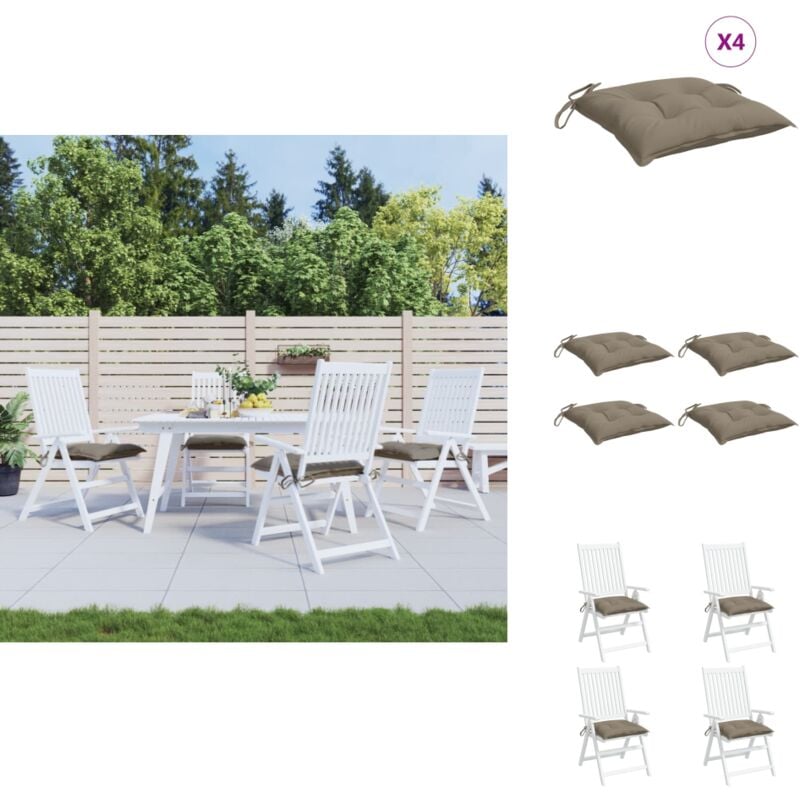 Coussins de palette lot de 4 taupe 50x50x7 cm tissu oxford - Coussin Exterieur - Coussin Patio - Coussin Chaise Longue - Coussin Design - Coussin