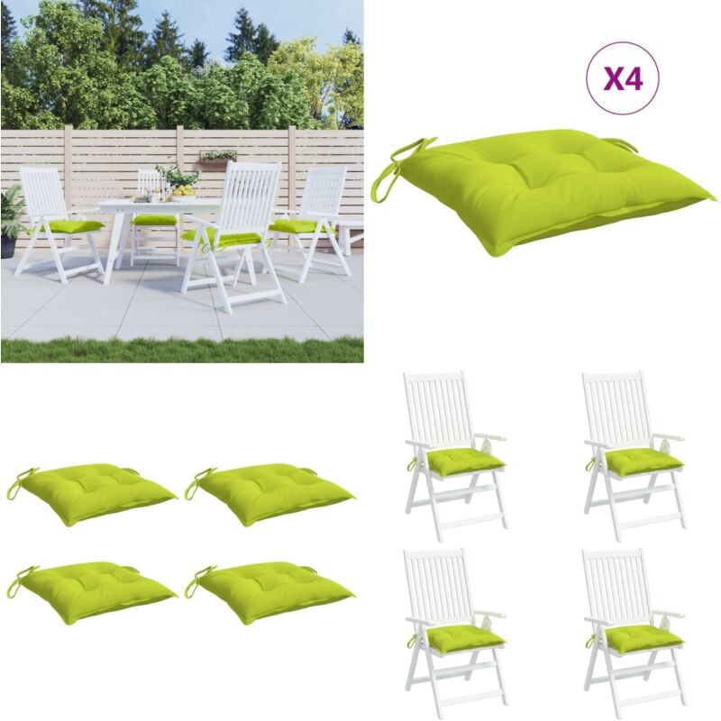 Coussins de palette lot de 4 vert brillant 50x50x7 cm - Coussin De Chaise - Coussin D'extérieur - Coussin Décoratif - Coussin Patio - Cushion Canapé