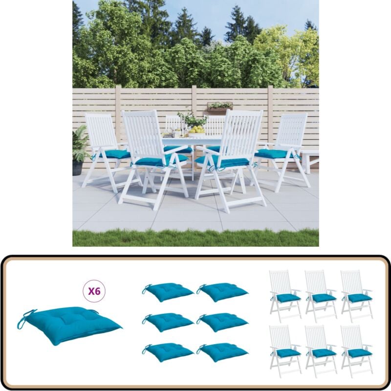 Coussins de palette lot de 6 bleu clair 50x50x7 cm tissu oxford - Coussin De Chaise - Coussin D'extérieur - Coussin Décoratif - Coussin Patio
