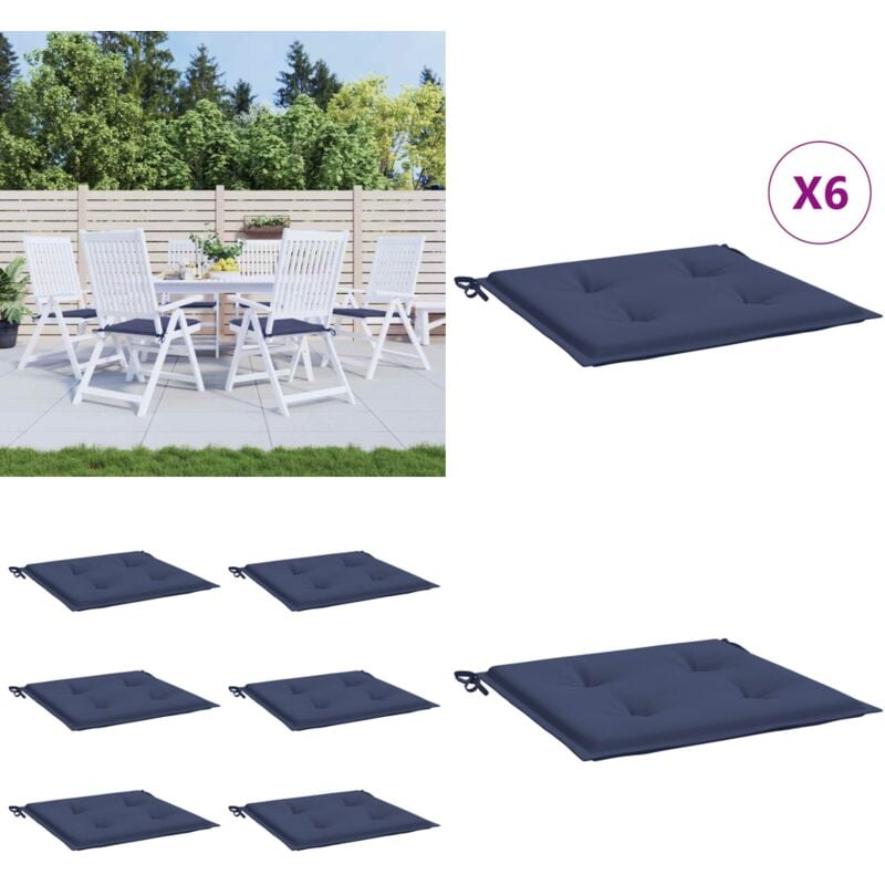 Coussins de palette lot de 6 bleu marine 50x50x3cm tissu oxford - Coussins Exterieur - Coussins Jardin - Coussins Canapé - Coussins Confortable