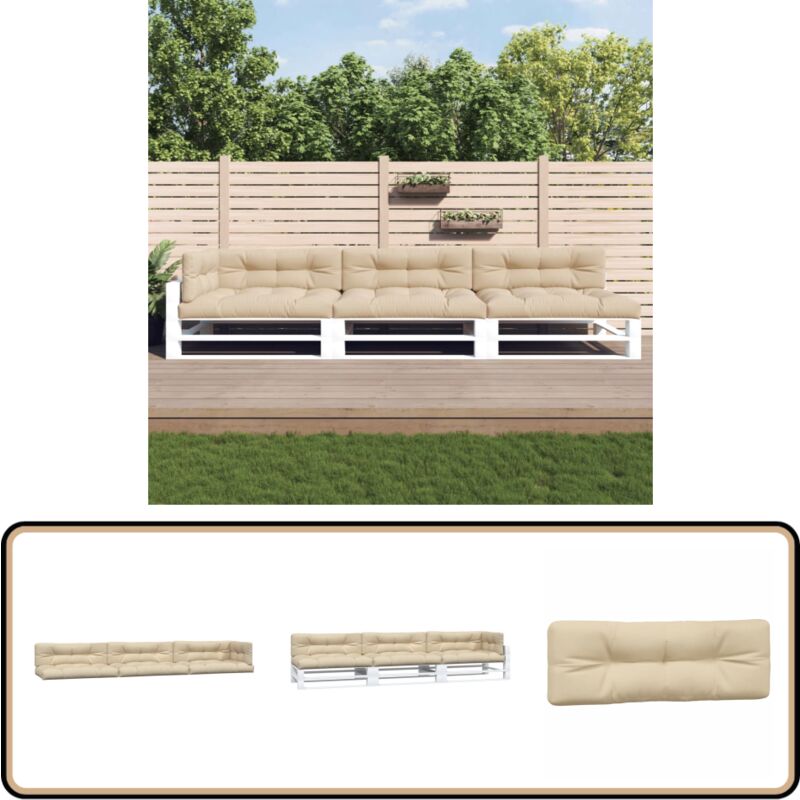 Vidaxl - Coussins de palette lot de 7 beige tissu - Coussin De Chaise - Coussin De Canapé - Coussin D'extérieur - Coussin Décoratif - Housse De