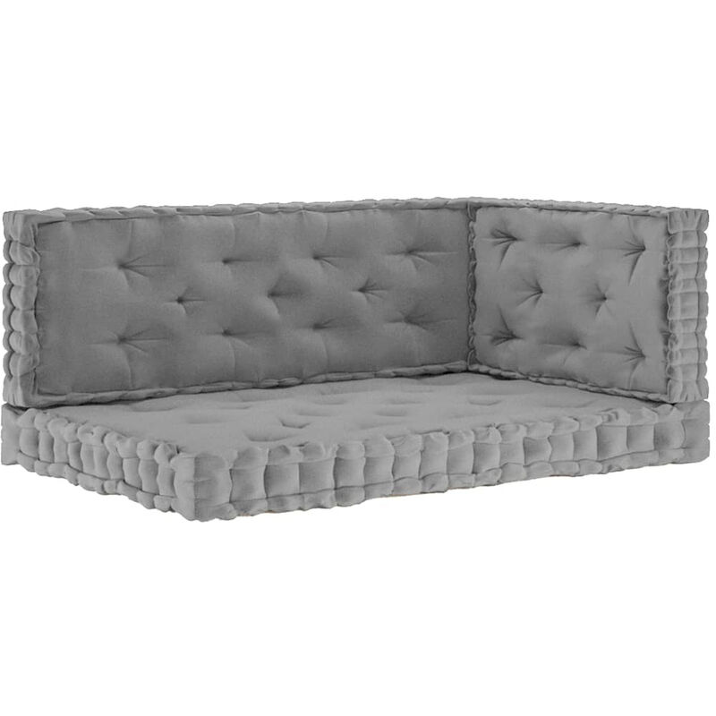 Coussins de plancher de palette 3 pcs Gris Coton