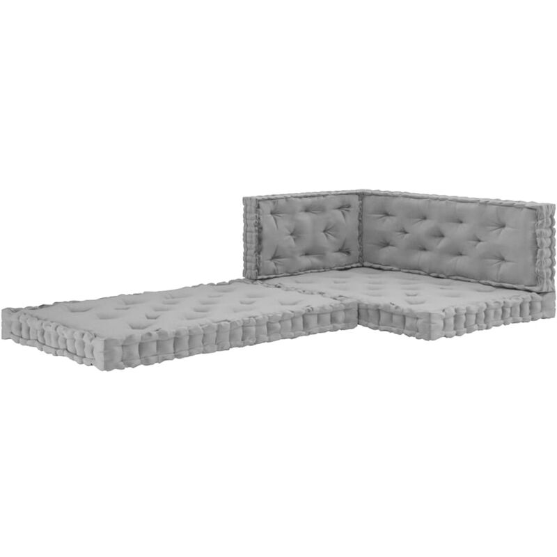 Coussins de plancher de palette 4 pcs Gris Coton