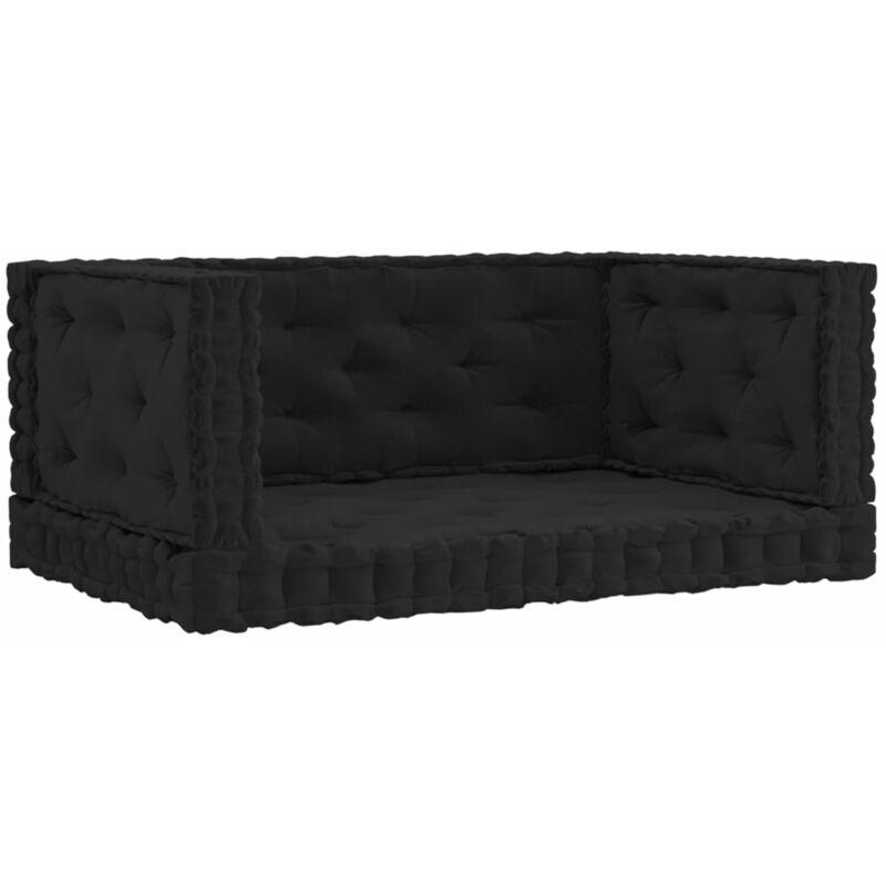 Coussins de plancher de palette 4 pcs Noir Coton